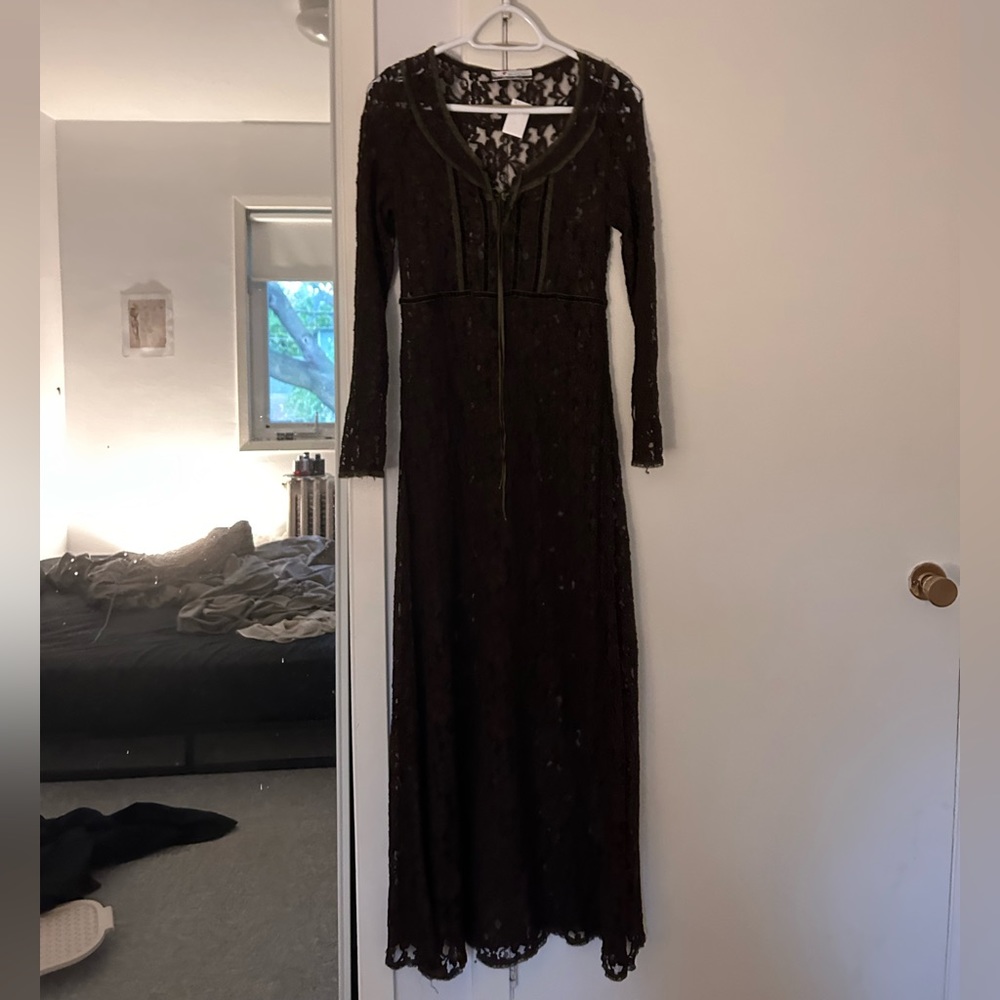 Brown Lace Maxi Dress